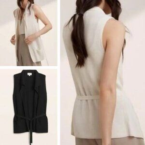 WILFRED Aritzia Knitted Mandouzil Belted Vest in Black Sz XXS
